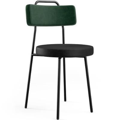 Cadeira Decorativa Estofada Sala Jantar Barcelona L02 Facto Verde Musgo Couríssimo Preto