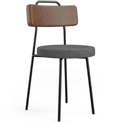 Cadeira Estofada Para Sala De Jantar Barcelona L02 Couríssimo Marrom Linho Cinza Escuro