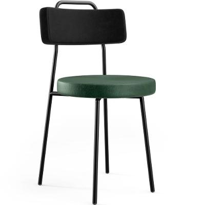 Cadeira Decorativa Estofada Sala Jantar Barcelona L02 Couríssimo Preto Facto Verde Musgo