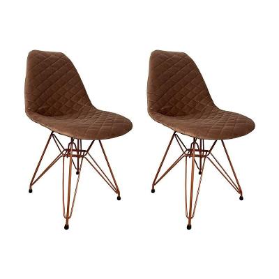 Kit 2 Cadeiras Jantar Estofadas Caramelo Eiffel Eames Base Cobre - Cor: Caramelo