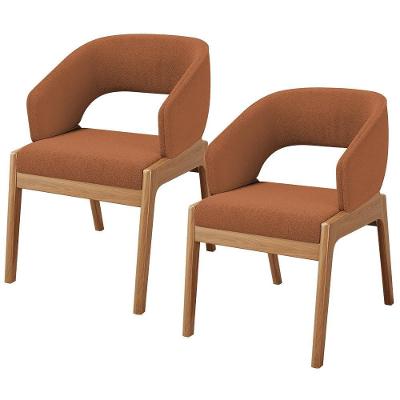 Kit 02 Cadeiras De Jantar E Estar Living Estofada Lince L02 Bouclê Terracota