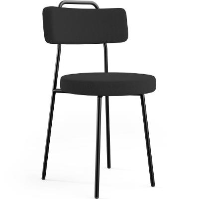 Cadeira Decorativa Estofada Para Sala De Jantar Barcelona L02 Bouclê Preto