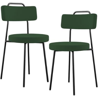 Kit 02 Cadeiras Decorativas Estofada Sala De Jantar Barcelona L02 Suede Verde Musgo
