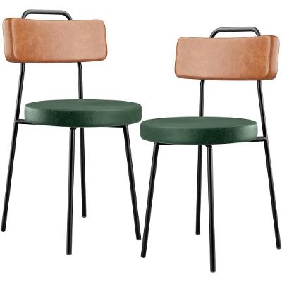 Kit 02 Cadeiras Decorativas Estofada Sala Jantar Barcelona L02 Couríssimo Camel Facto Verde