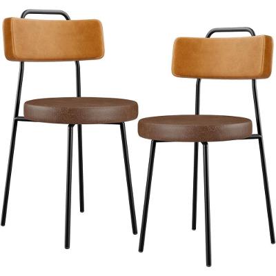 Kit 02 Cadeiras Decorativas Estofada Para Sala Jantar Barcelona L02 Couríssimo Whisky Marrom
