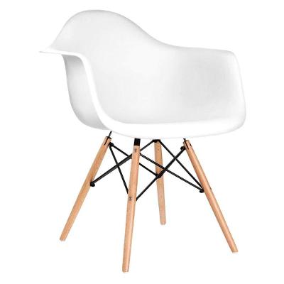 Poltrona De Madeira Com Braço Daw Com Assento Branco Cor: Branco