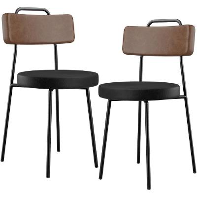 Kit 02 Cadeiras Decorativas Estofada Para Sala De Jantar Barcelona L02 Couríssimo Marrom Preto