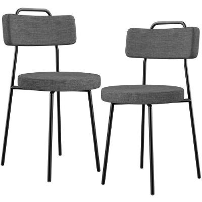 Kit 02 Cadeiras Decorativas Estofada Sala De Jantar Barcelona L02 Linho Cinza Escuro