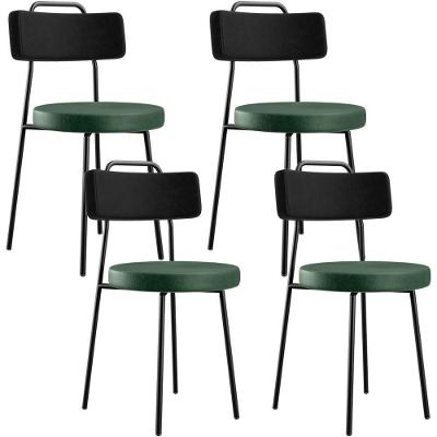 Kit 04 Cadeira Estofada Para Sala Jantar Barcelona L02 Couríssimo Preto Facto Verde Musgo