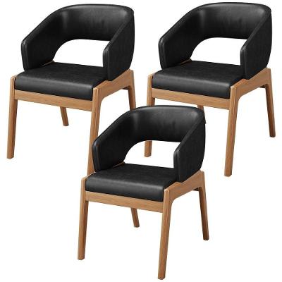 Kit 03 Cadeiras De Jantar E Estar Living Estofada Lince L02 Couríssimo Preto
