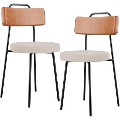 Kit 02 Cadeiras Decorativas Estofada Sala Jantar Barcelona L02 Couríssimo Camel Linho Bege