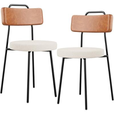 Kit 02 Cadeiras Decorativas Estofada Sala De Jantar Barcelona L02 Couríssimo Camel Linho Cru