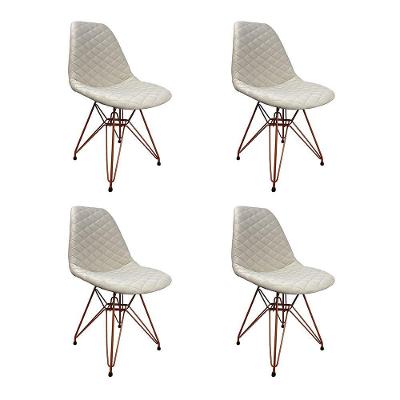 Kit 4 Cadeiras Jantar Estofadas Nude Eiffel Eames Base Cobre - Cor: Nude