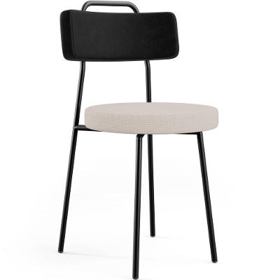 Cadeira Decorativa Estofada Para Sala De Jantar Barcelona L02 Couríssimo Preto Linho Bege