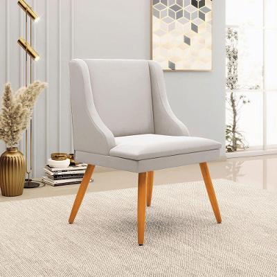 Cadeira Decorativa Sala De Jantar Pés Palito De Madeira Firenze Veludo Cinza/natural G19 - Gran Belo