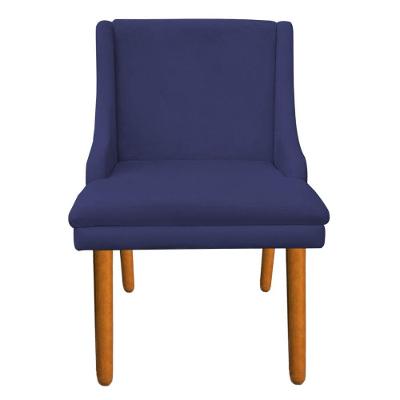 Kit 8 Cadeiras de Jantar Suede Azul Marinho Pés Palito
