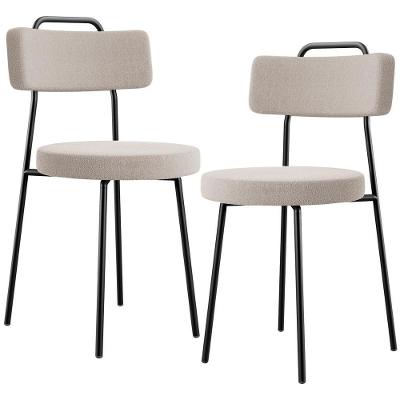 Kit 02 Cadeiras Decorativas Estofada Para Sala De Jantar Barcelona L02 Bouclê Creme