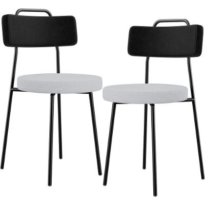 Kit 02 Cadeiras Decorativa Estofada Sala Jantar Barcelona L02 Couríssimo Preto Linho Cinza