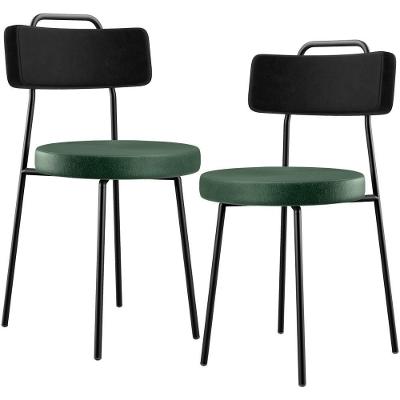 Kit 02 Cadeira Estofada Para Sala Jantar Barcelona L02 Couríssimo Preto Facto Verde Musgo