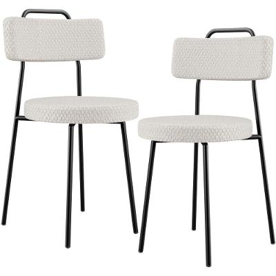 Kit 02 Cadeiras Decorativas Estofada Para Sala De Jantar Barcelona L02 Bouclê Cru