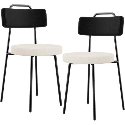 Kit 02 Cadeiras Decorativa Estofada Sala De Jantar Barcelona L02 Couríssimo Preto Linho Cru