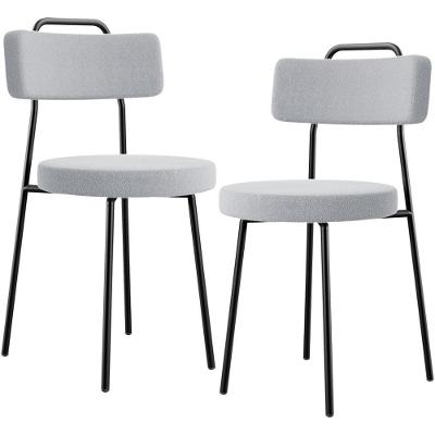 Kit 02 Cadeiras Decorativas Estofada Para Sala De Jantar Barcelona L02 Bouclê Cinza