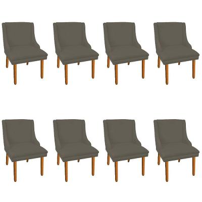 Kit 8 Cadeiras de Jantar Suede Marrom Rato Pés Palito