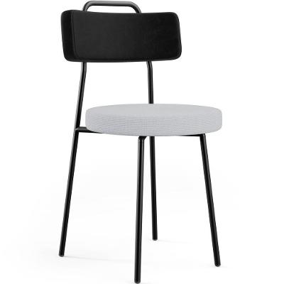 Cadeira Decorativa Estofada Para Sala De Jantar Barcelona L02 Couríssimo Preto Linho Cinza