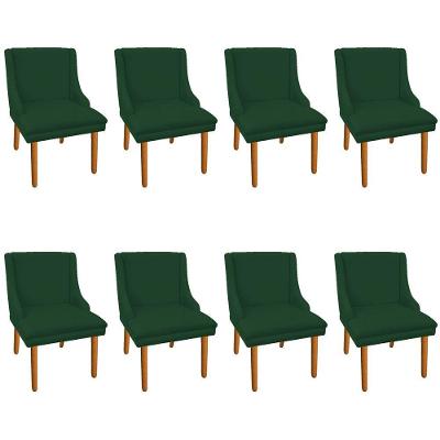 Kit 8 Cadeiras de Jantar Suede Verde Pés Palito