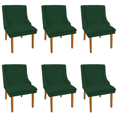 Kit 6 Cadeiras de Jantar Suede Verde Pés Palito