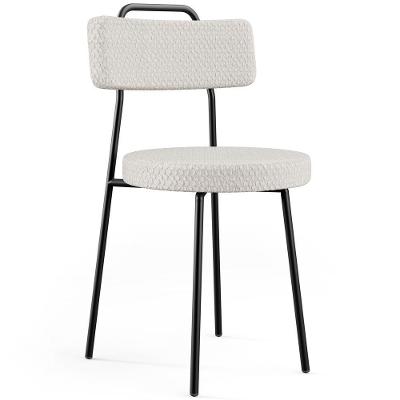 Cadeira Decorativa Estofada Para Sala De Jantar Barcelona L02 Bouclê Cru