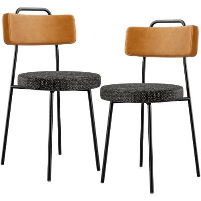 Kit 02 Cadeiras Decorativa Estofada Sala Jantar Barcelona L02 Couríssimo Whisky Linho Chumbo