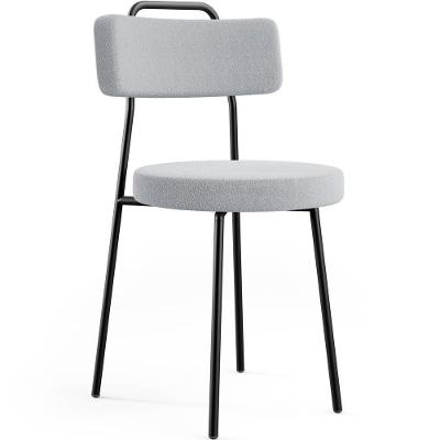 Cadeira Decorativa Estofada Para Sala De Jantar Barcelona L02 Bouclê Cinza