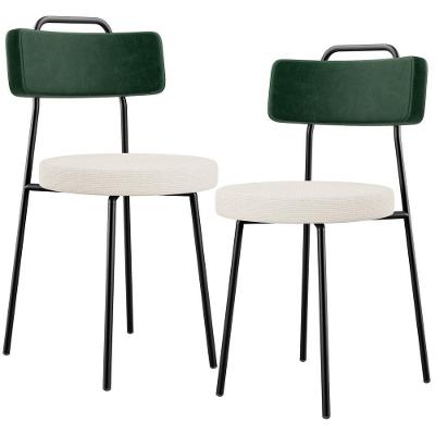 Kit 02 Cadeiras Decorativa Estofada Sala De Jantar Barcelona L02 Facto Verde Musgo Linho Cru