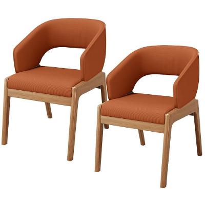 Kit 02 Cadeiras De Jantar E Estar Living Estofada Lince L02 Tecido Terracota
