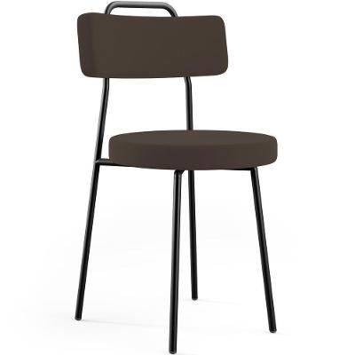 Cadeira Decorativa Estofada Para Sala De Jantar Barcelona L02 Suede Marrom