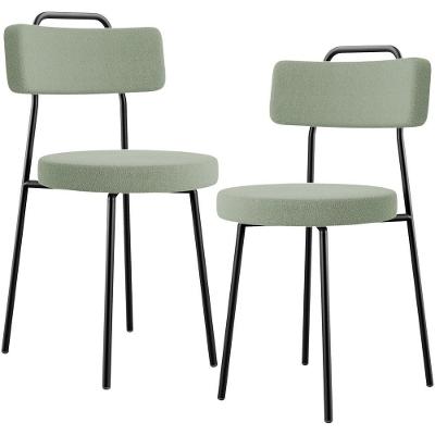 Kit 02 Cadeiras Decorativas Estofada Para Sala De Jantar Barcelona L02 Bouclê Oliva