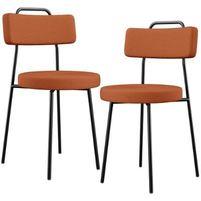 Kit 02 Cadeiras Decorativas Estofada Para Sala De Jantar Barcelona L02 Tecido Terracota