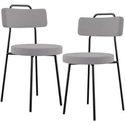 Kit 02 Cadeiras Decorativas Estofada Para Sala De Jantar Barcelona L02 Suede Cinza
