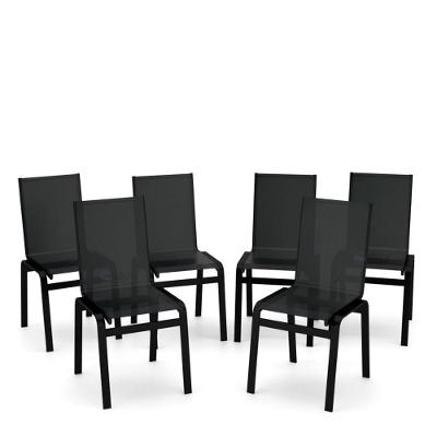 Kit 6 Cadeiras Jantar Gourmet Alumínio Preto Tela Preto