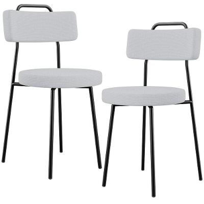 Kit 02 Cadeiras Decorativas Estofada Para Sala De Jantar Barcelona L02 Linho Cinza