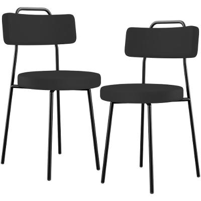 Kit 02 Cadeiras Decorativas Estofada Para Sala De Jantar Barcelona L02 Facto Preto