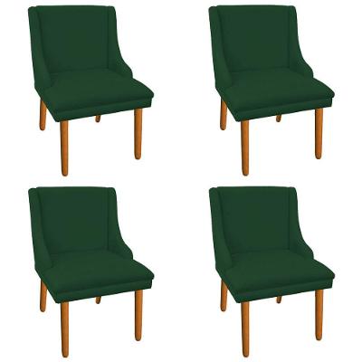Kit 4 Cadeiras de Jantar Suede Verde Pés Palito