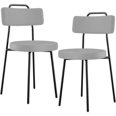 Kit 02 Cadeiras Decorativas Estofada Para Sala De Jantar Barcelona L02 Facto Cinza