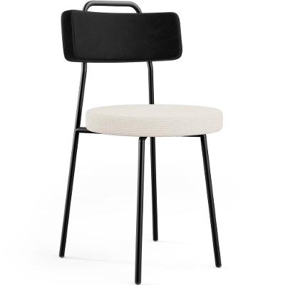 Cadeira Decorativa Estofada Para Sala De Jantar Barcelona L02 Couríssimo Preto Linho Cru