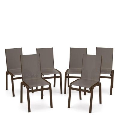 Kit 6 Cadeiras Jantar Gourmet Alumínio Marrom Tela Fendi