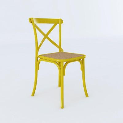 Cadeira Cross Katrina Amarelo Assento Corano Bege Aço - Preto