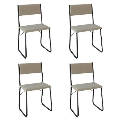 Kit 4 Cadeiras De Jantar Estofadas Angra - Bege - Bege
