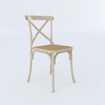 Cadeira Cross Katrina Off White Assento Corano Bege Aço - Preto