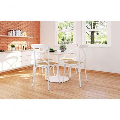 Kit 10 Cadeiras Katrina X Branca Assento Bege Aço New Green - Bege